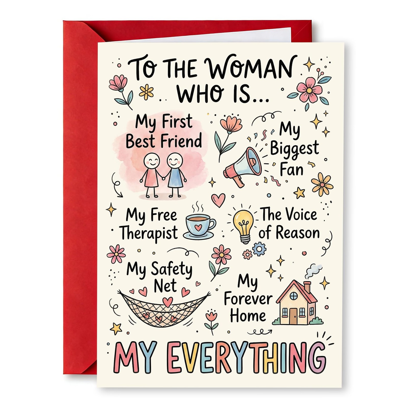 Greeting Card Mother s Day 5x7 Inches 400gsm Thick Paper Red Envelope PTRUKD