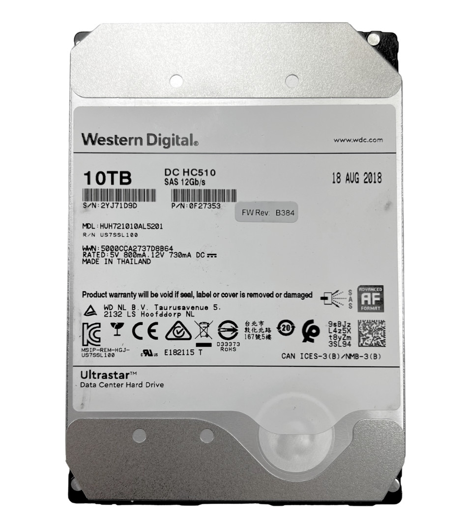 Western Digital Ultrastar DC HC510 10TB 3.5" 12G SAS HDD HUH721010AL5201 0F27353