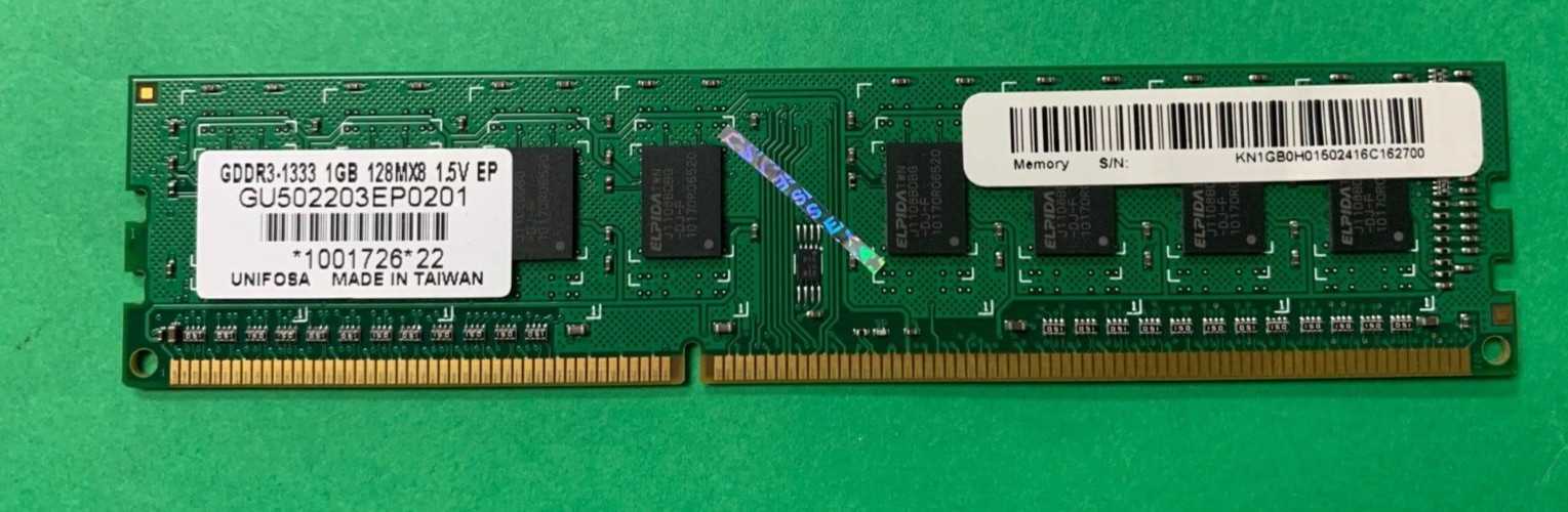 🔵UNIFOSA 1GB DDR3-1333 128MX8 RAM MEMORY GU502203EP0201