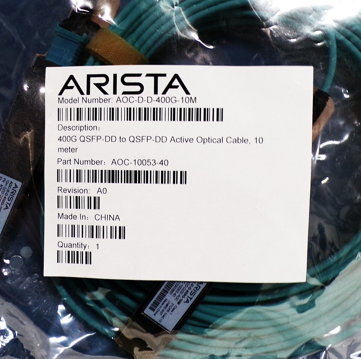 New Sealed ARISTA AOC-D-D-400G-10M Active Optic Fiber Cable  AOC-10053-40