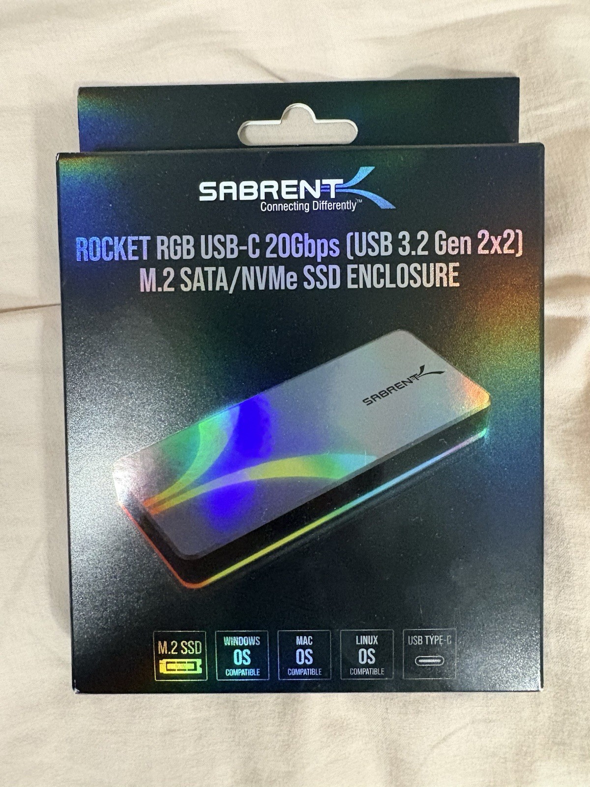 SABRENT Rocket RGB USB C 20Gbps M.2 SATA/NVMe SSD Enclosure (EC-RGBG)