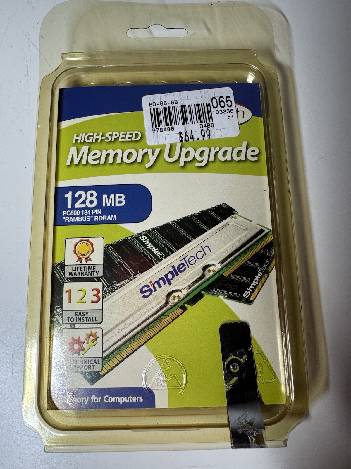 SimpleTech PC800 184-pin “RAMBUS” RDRAM High Speed Memory Upgrade  128MB 
