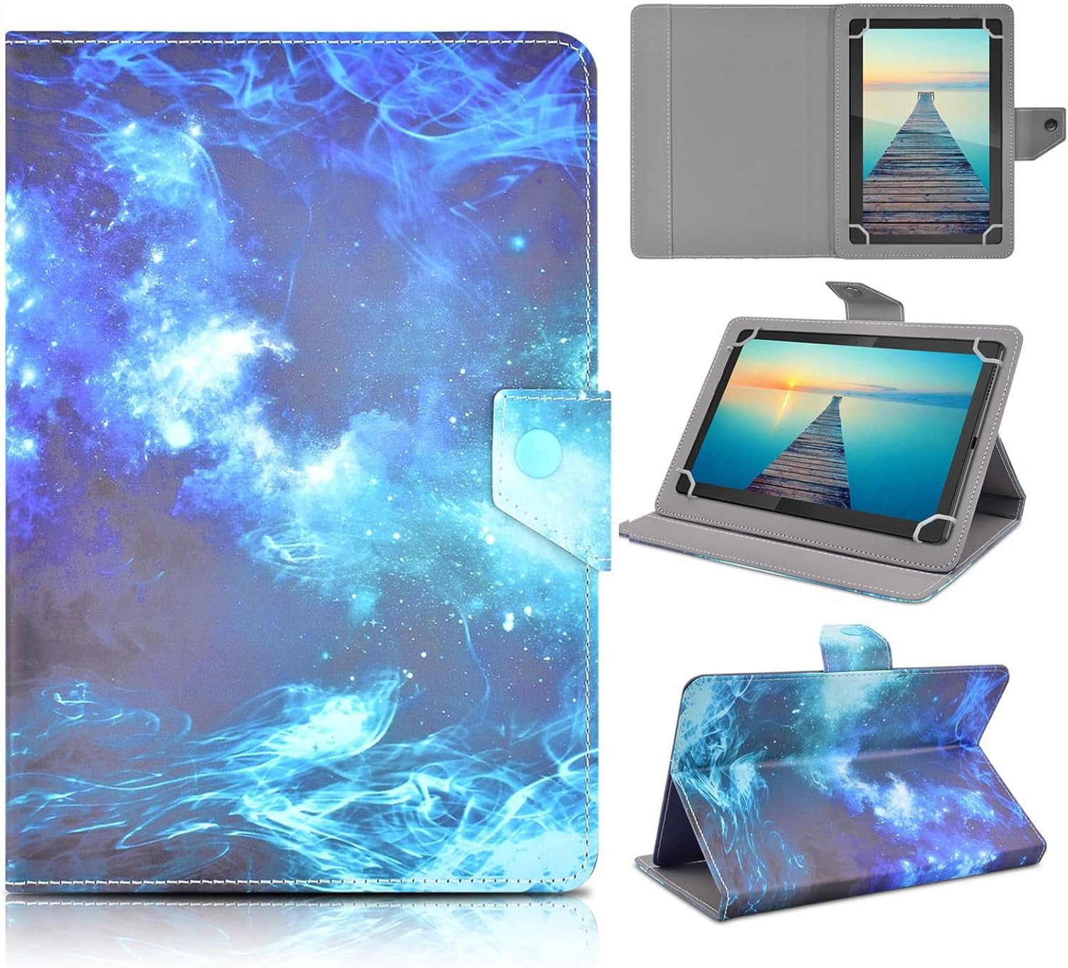 DETUOSI Universal 10.1 Inch Tablet Case with Stand & 4 Fixed Rings
