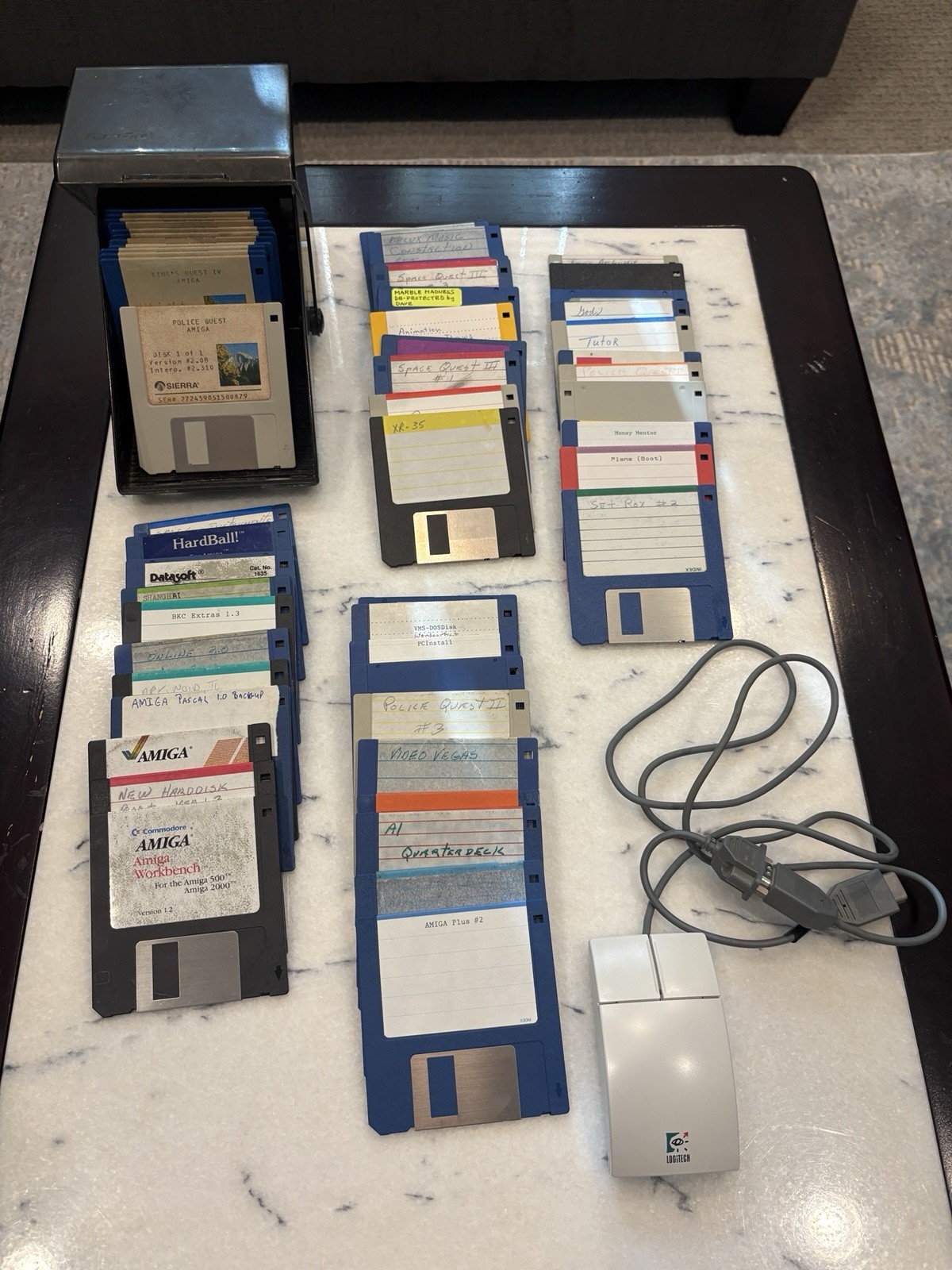 55 Floppy Disks + Mouse + Adapter for Commodore Amiga 500/1200/3000/3000T/4000T