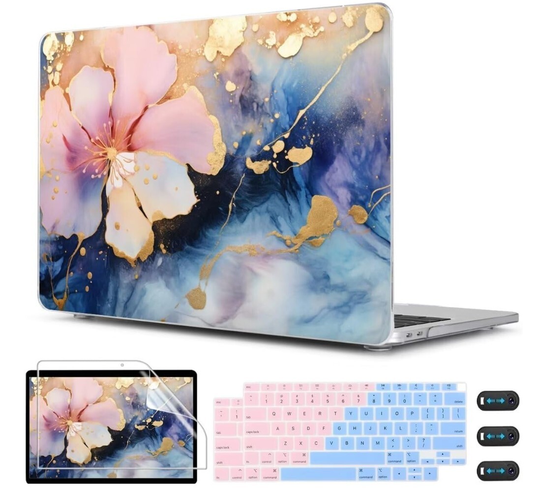 CISSOOK Plastic Hard Shell Case & Keyboard Cover/Screen Film for MacBook Air 13