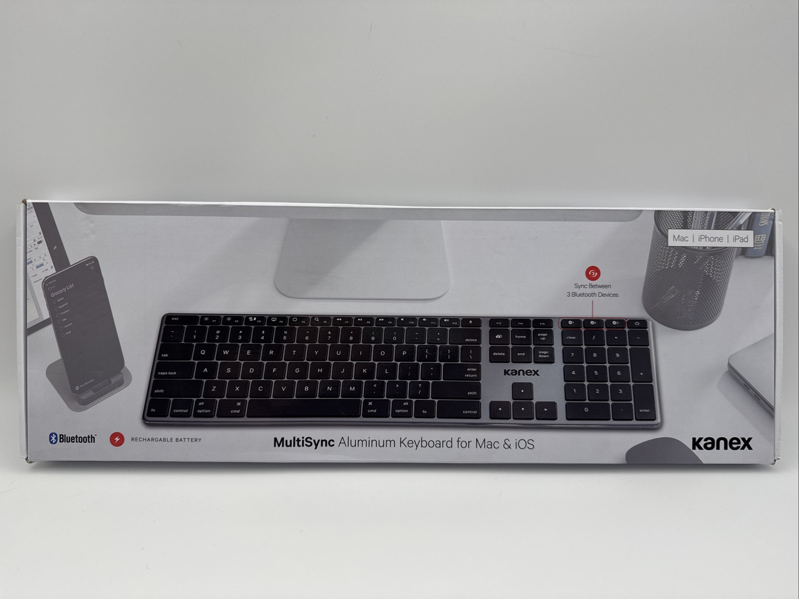 Kanex-MultiSync Aluminum Keyboard for Mac/iOS-Bluetooth-Rechargeable-Free Shippi