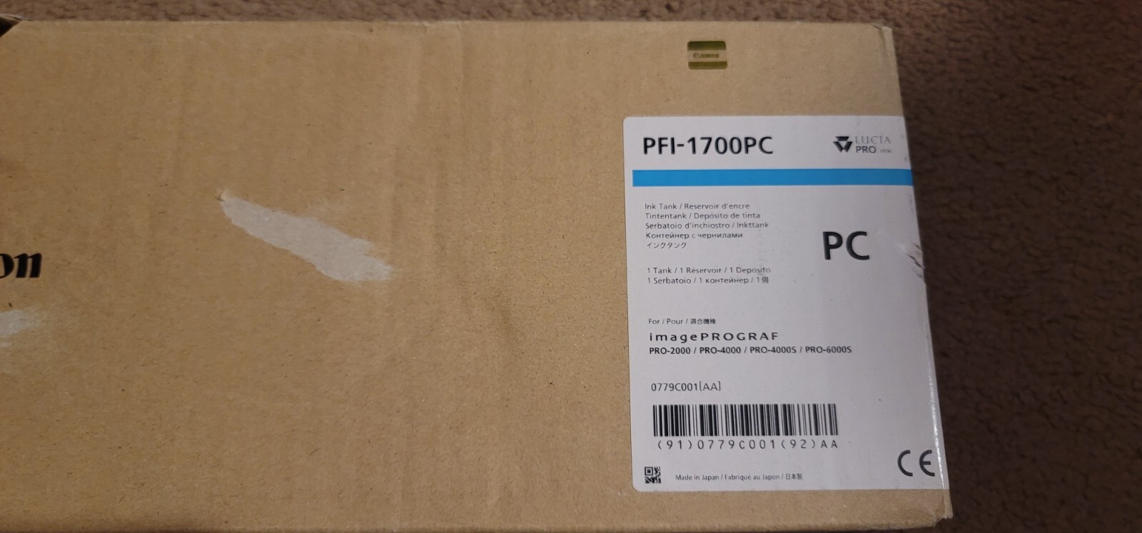 CANON PFI-1700PC Ink imagePROGRAF PRO-2000/4000 Sealed. Exp. 03/2019