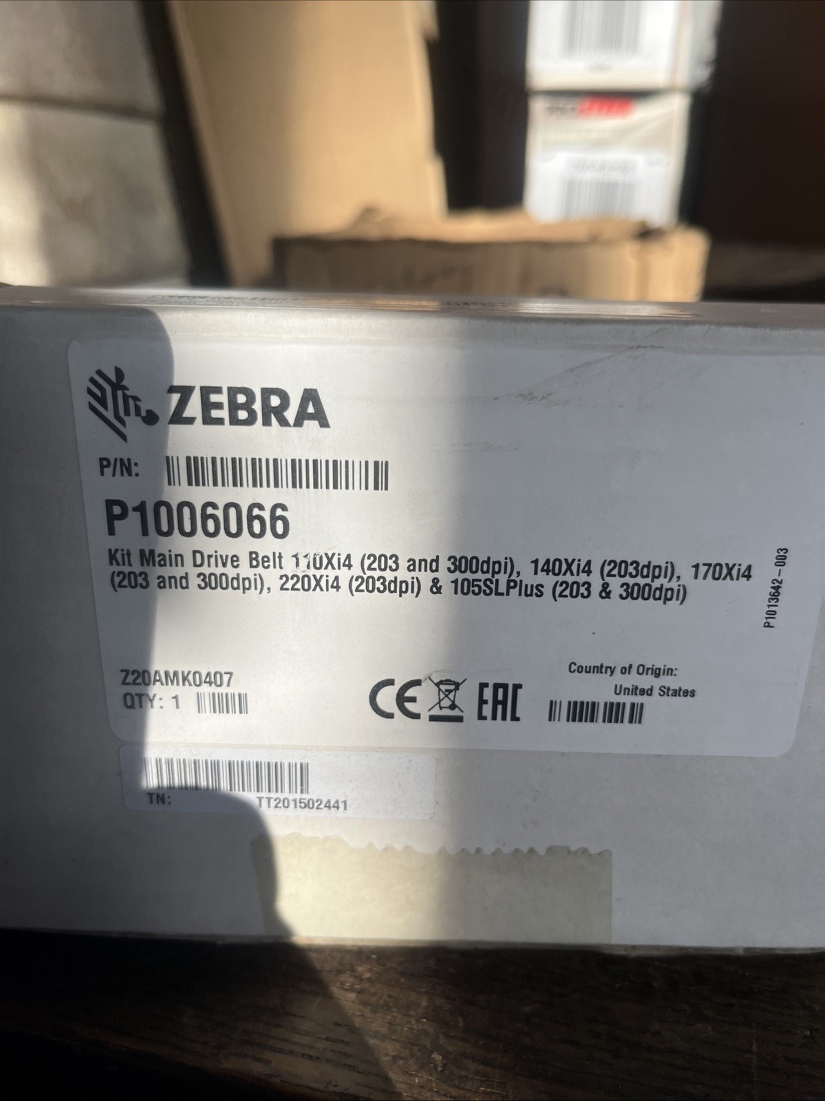 NOS Zebra Kit Main Drive belt 110xi4 203DPI and 300DPI P1006066