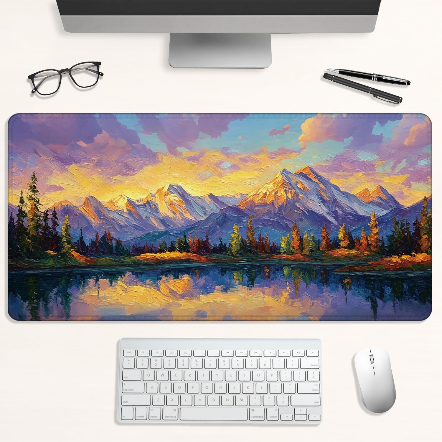 Large Mountain Landscape Mouse Pad Nature Lake Scenery NonSlip 31.5x15.7 Inch