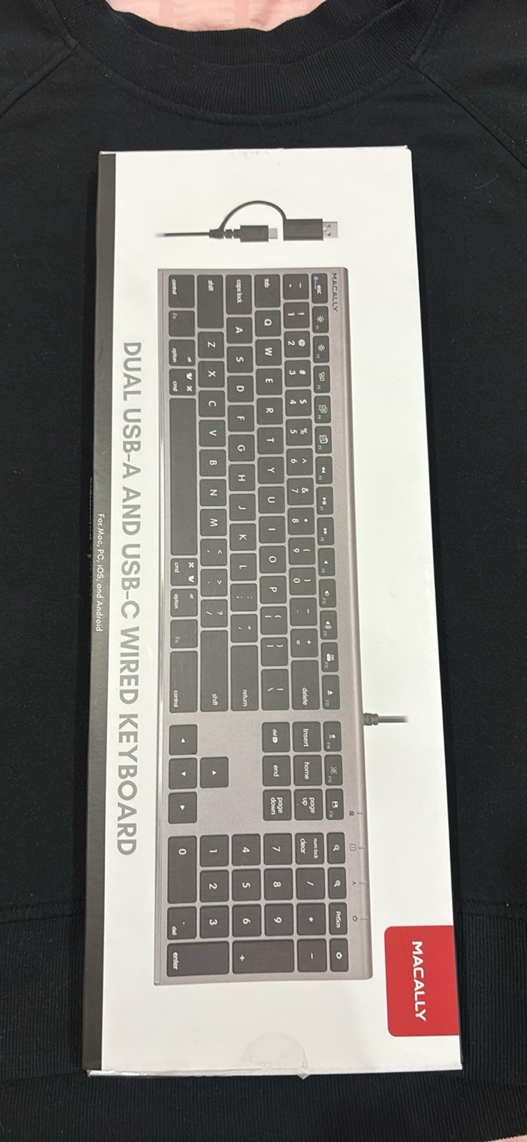 Macally UCACKEYSG Dual USB-A/USB-C Wired Slim Keyboard Gray English QWERTY