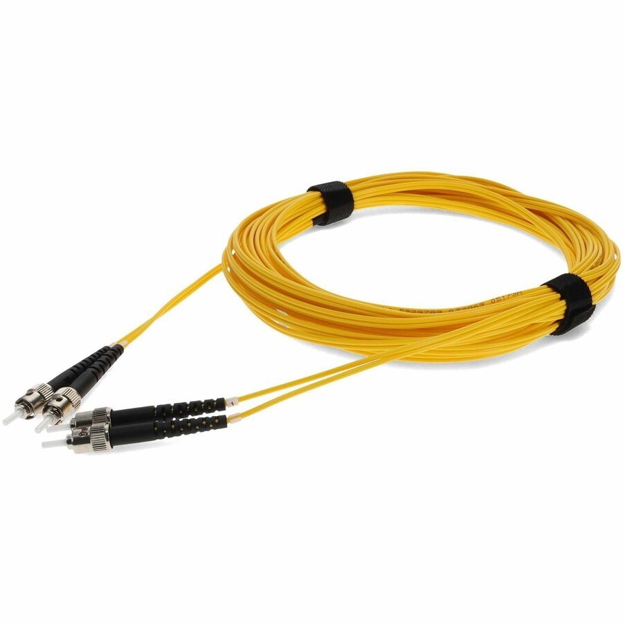 AddOn 10m ST to ST Yellow OS2 Duplex OFNR Riser-Rated TAA SMF Single Mode Fiber