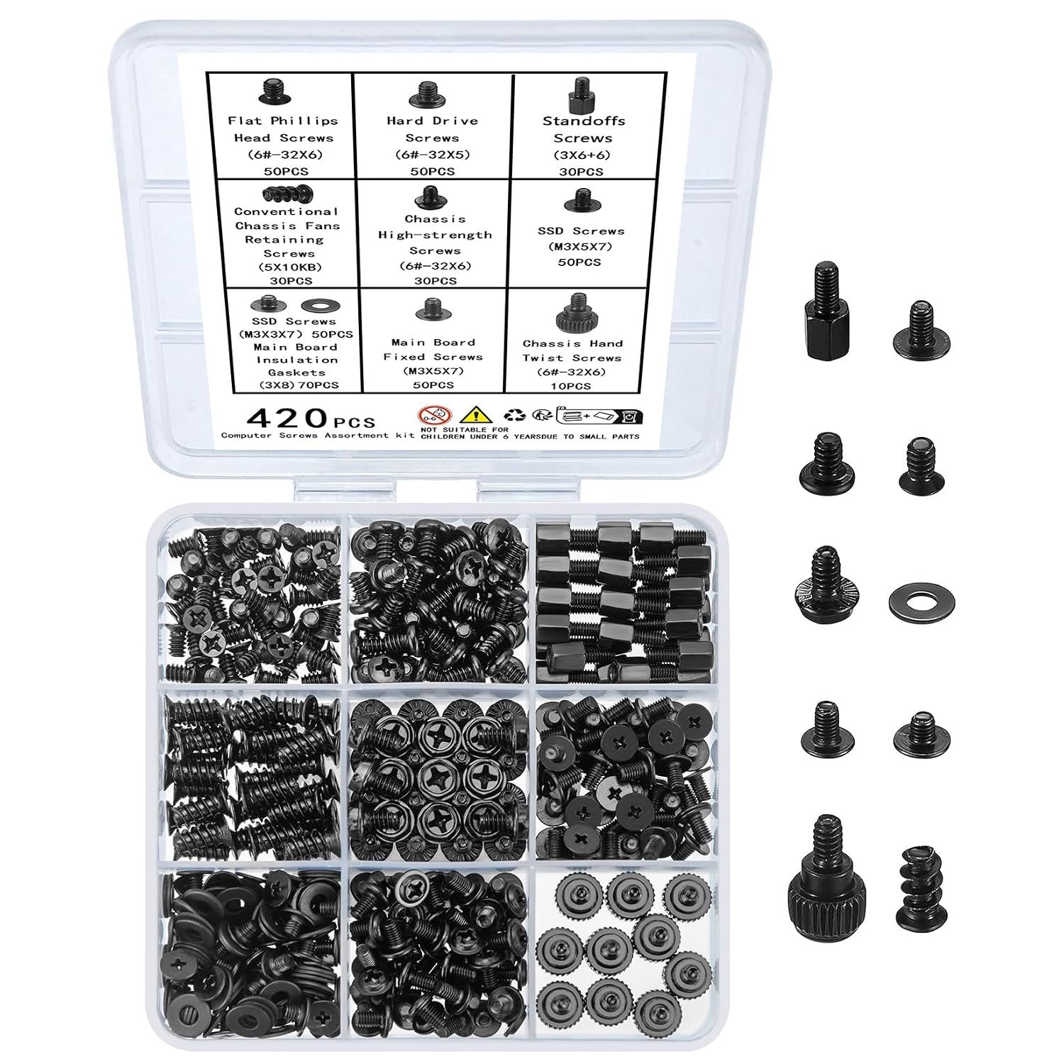 420Pcs Computer Screws, Motherboard Standoffs Kit for Motherboard Laptop Compute