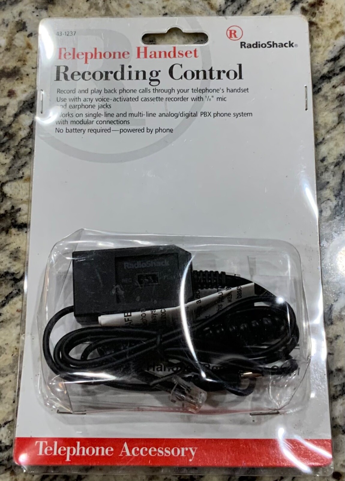 Telephone Headset Recording Control No. 430-1237 By Radio Shack Brand New