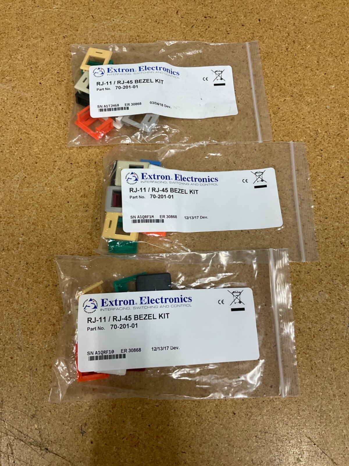Lot of 3 Extron 70-201-01 RJ-11 / RJ-45 Bezel Kits