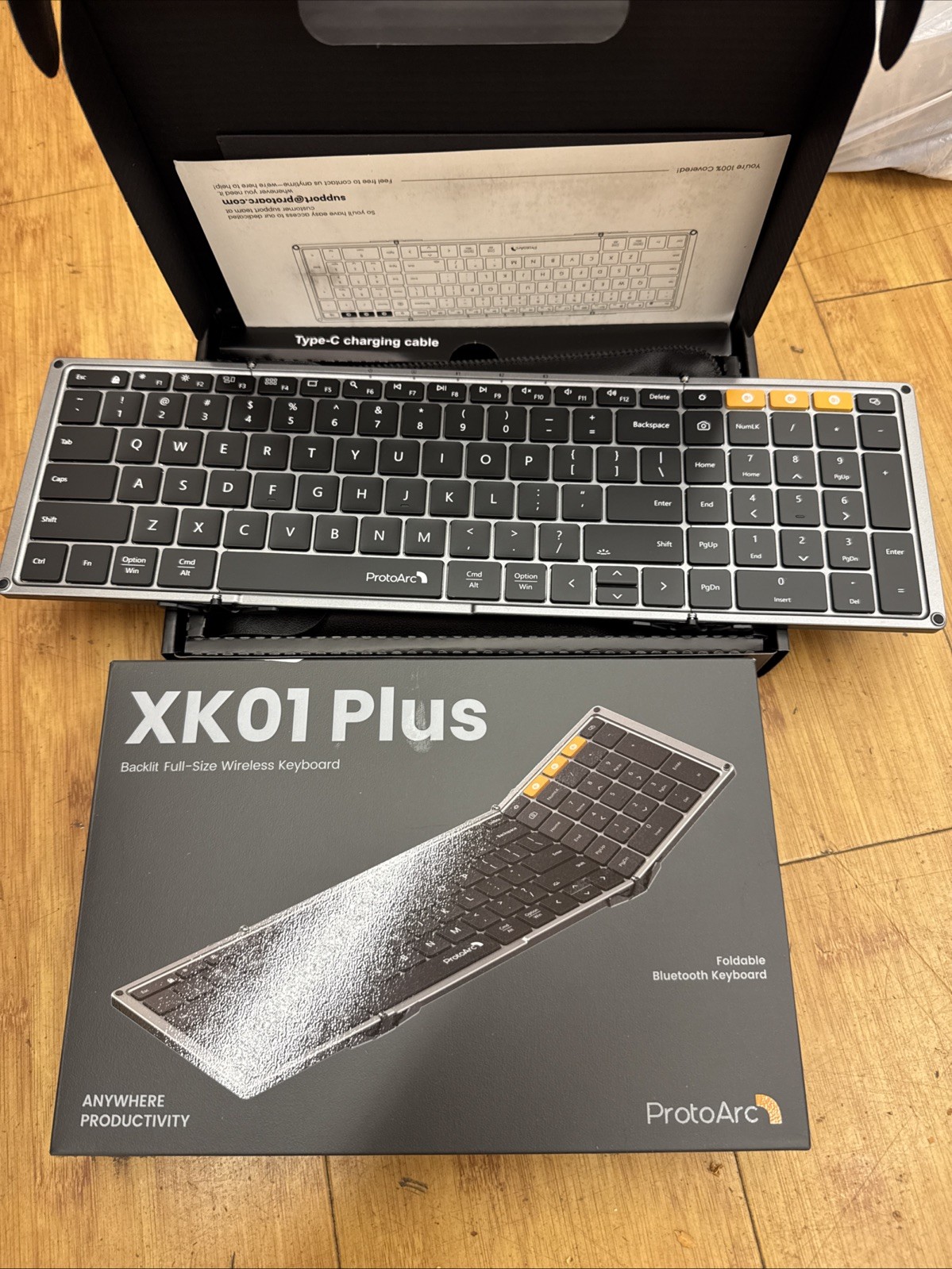 ProtoArc XK01 Plus Business Travel Foldable Bluetooth Keyboard With Numpad