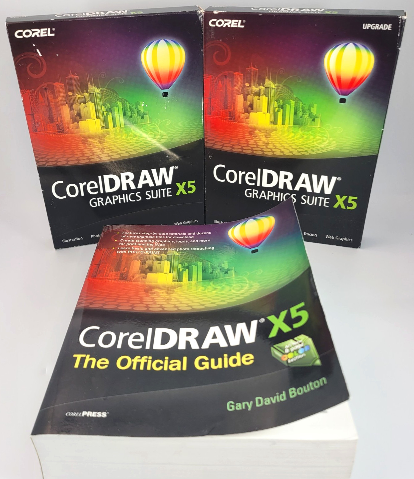 CorelDRAW Graphics Suite X5 Retail & Upgrade Box Lot 3 Books DVD Keys Untested