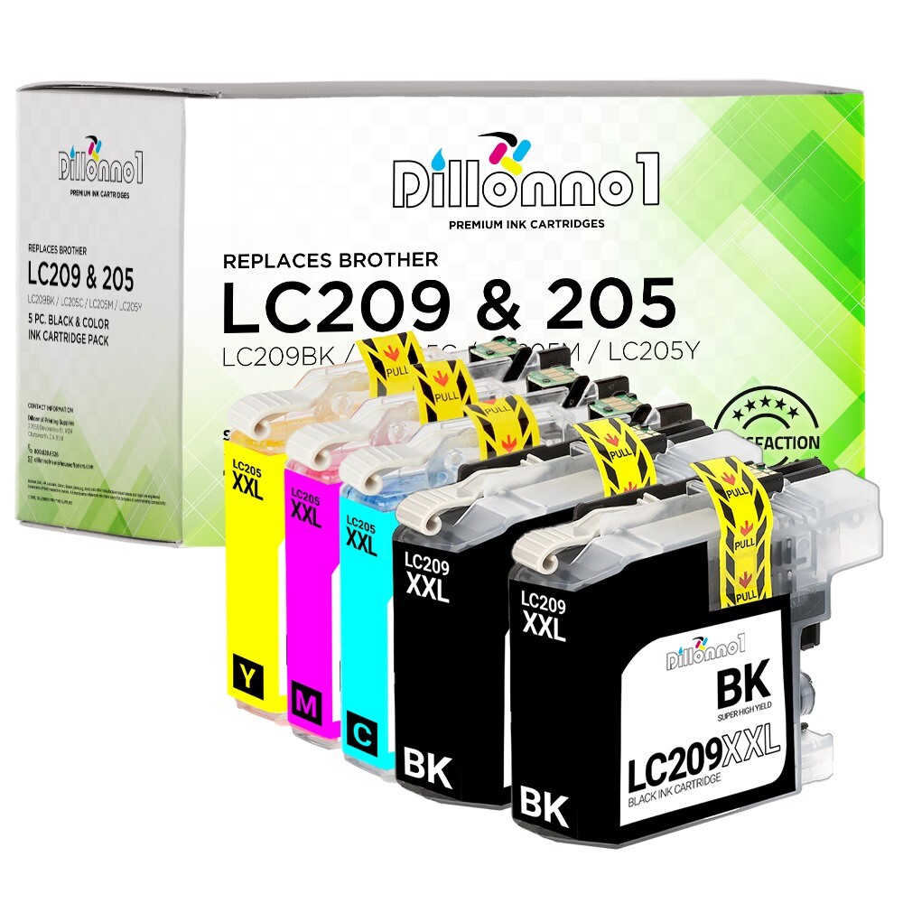 5PK LC209BK LC205C LC205M LC205Y XL Compatible Brother Ink Cartridge Set