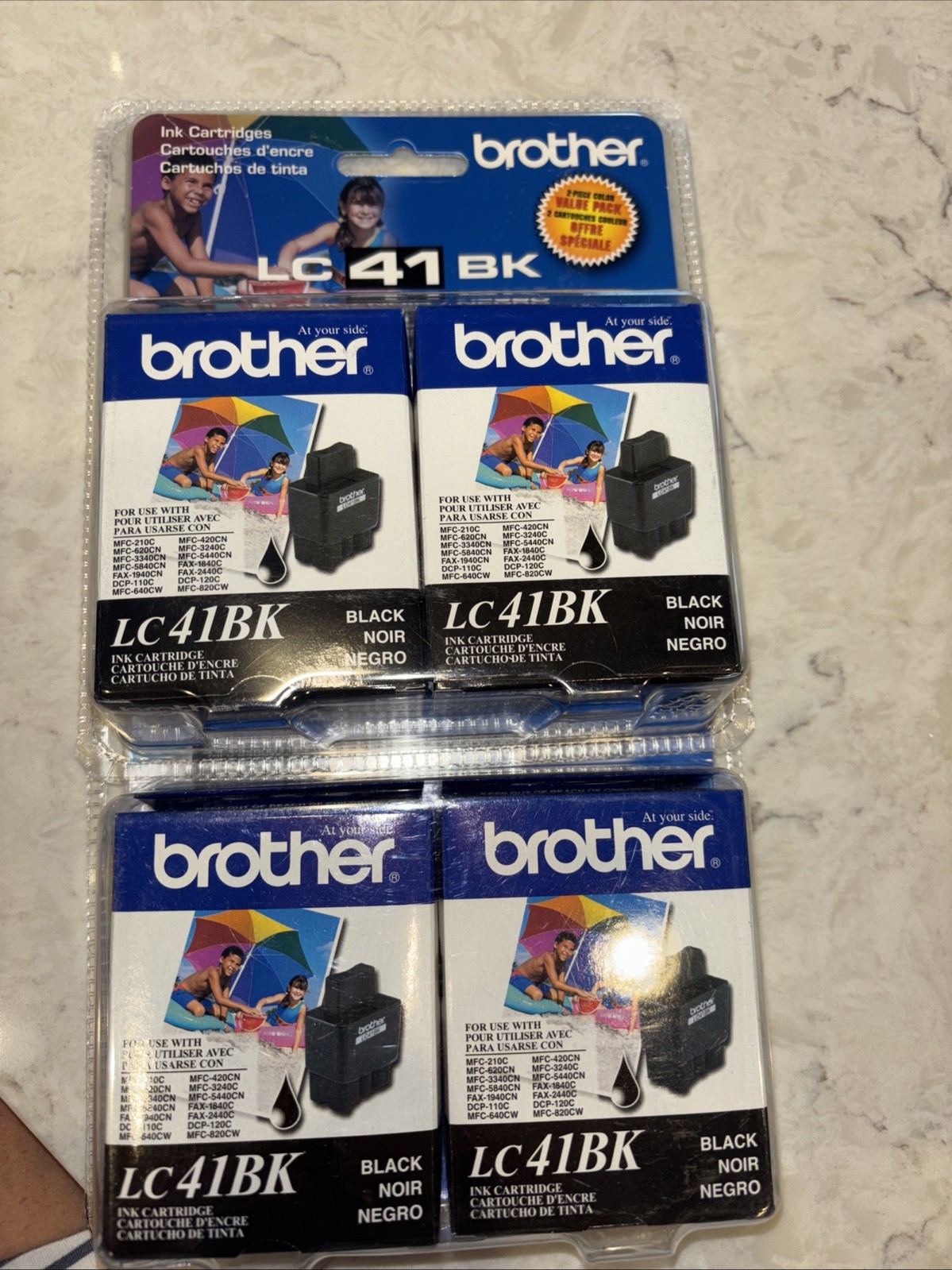 Brother LC 41 BK Black Ink Cartridges 2 Pack Expired Sealed LOT - 4 Cartridges