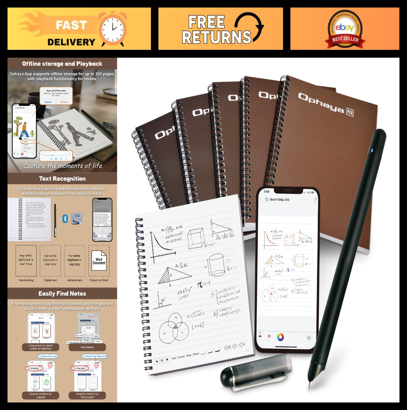Digital Smart Notebook with Smart Pen - Digitize & Organize Your Notes, Reusable
