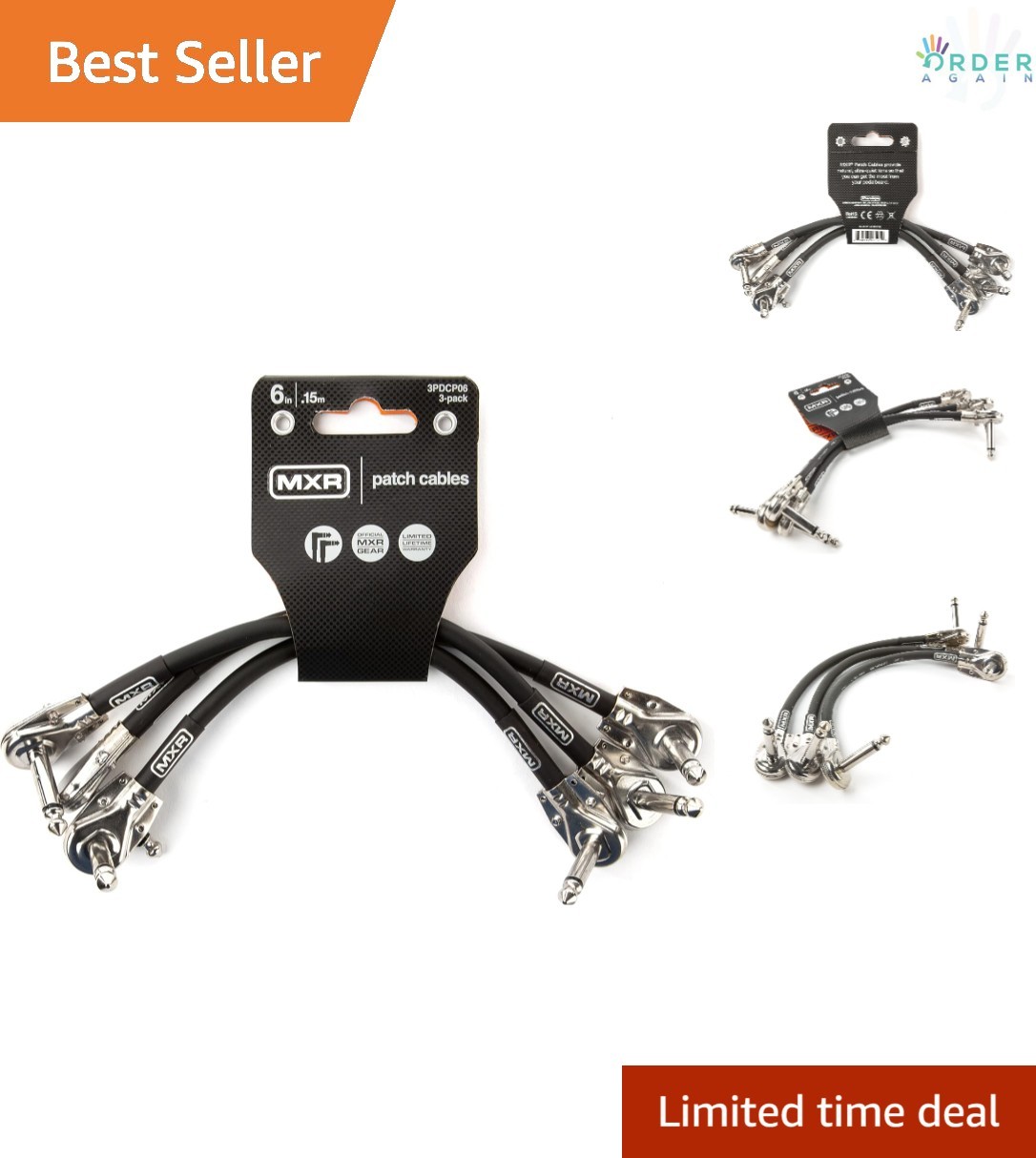 Patch Cable 6 in 15 cm 3 Pack for Musical Instruments Lightweight and Flexible