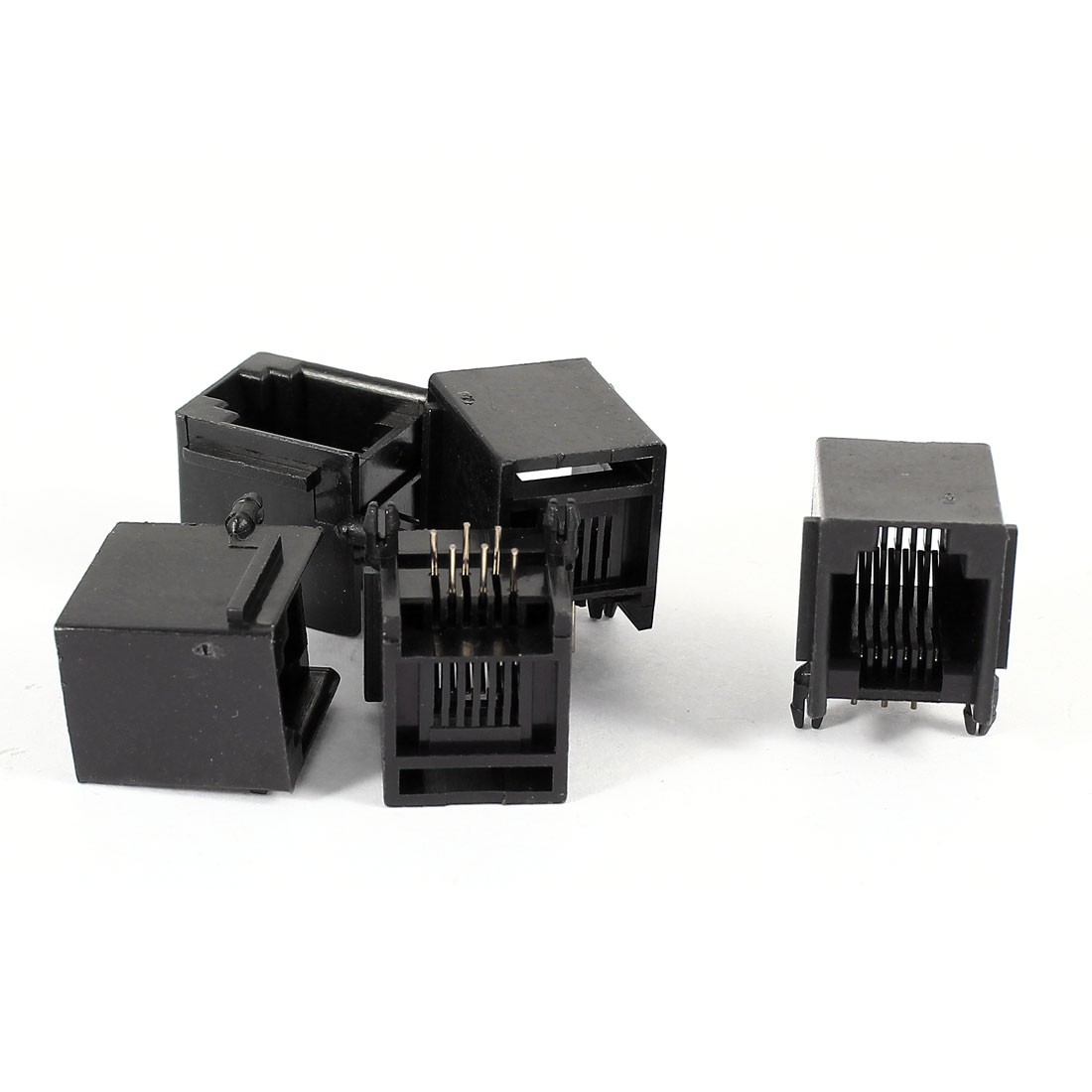 5 Pcs Right Angle PCB Mount 6P6C RJ11 Socket Modular Jack Telephone Connector