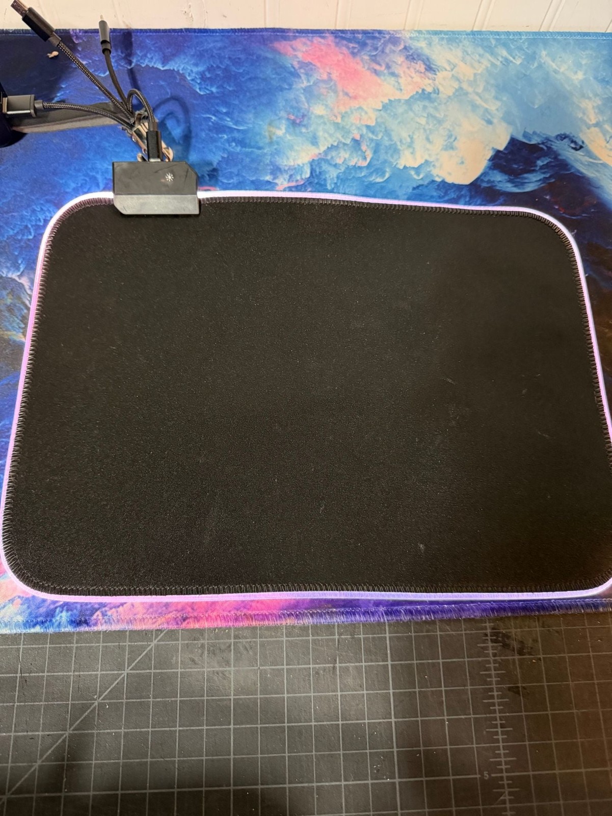 RGB LED Light Up Gaming Mouse Pad Black Anti-Slip Rubber Base