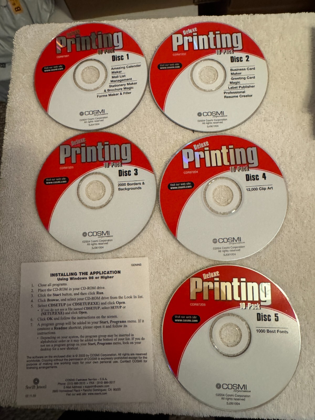 Cosmi Deluxe Printing 10 Pack - (PC 2004) FIVE CD'S ONLY