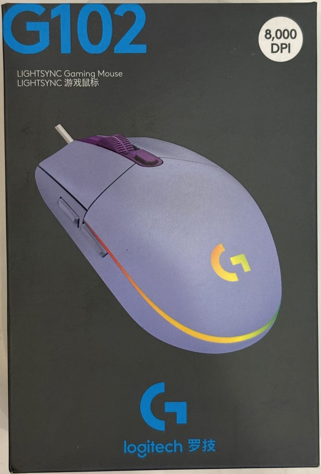 Logitech G102 LIGHTSYNC RGB Gaming Mouse Purple Wired USB 8000 DPI 910-005857
