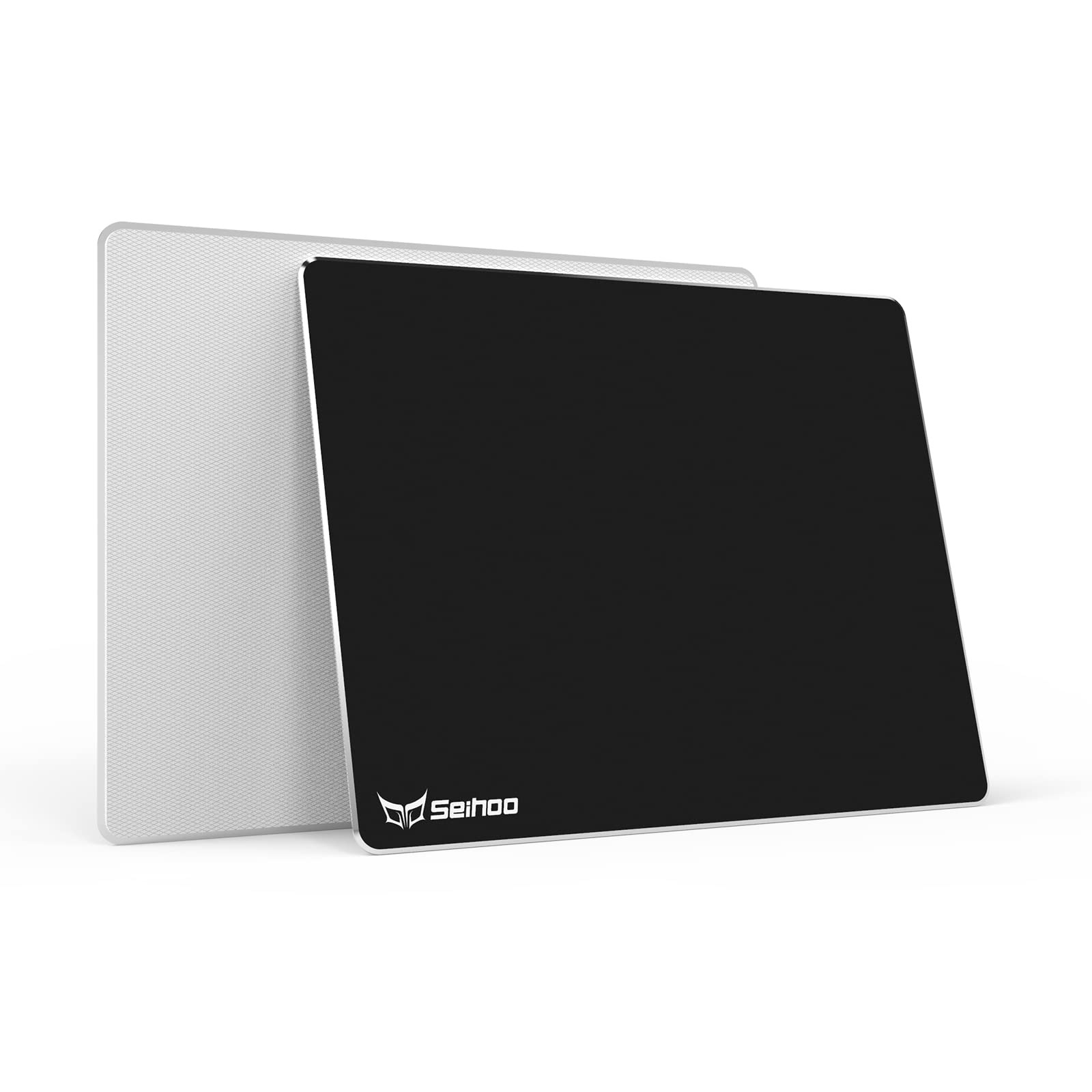 Black Metal Aluminum Mouse Pad Hard Double Side Waterproof 11.81X9.45 In