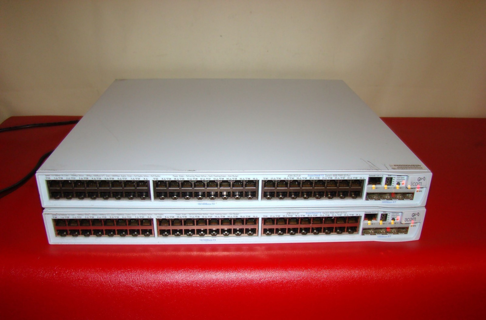 Lot OF 2 3Com SuperStack 3 4500 PoE 50-Port Gigabit Ethernet Switch 3CR17572-91