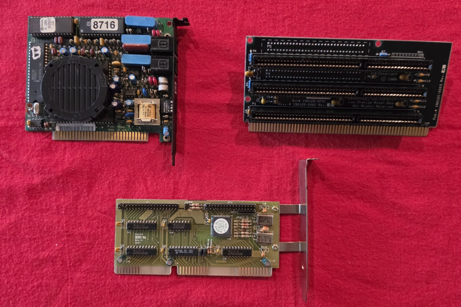 Lot 3 Vintage ISA Computer Cards Hayes Modem LPX Riser Board Retro PC