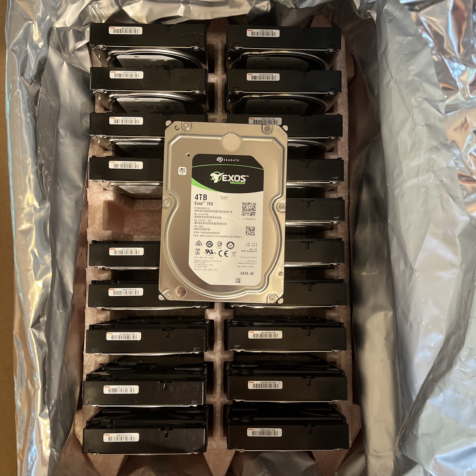 Box Of 20 ST4000NM0115 Seagate Exos 7E8 4TB SATA Enterprise Hard Drives