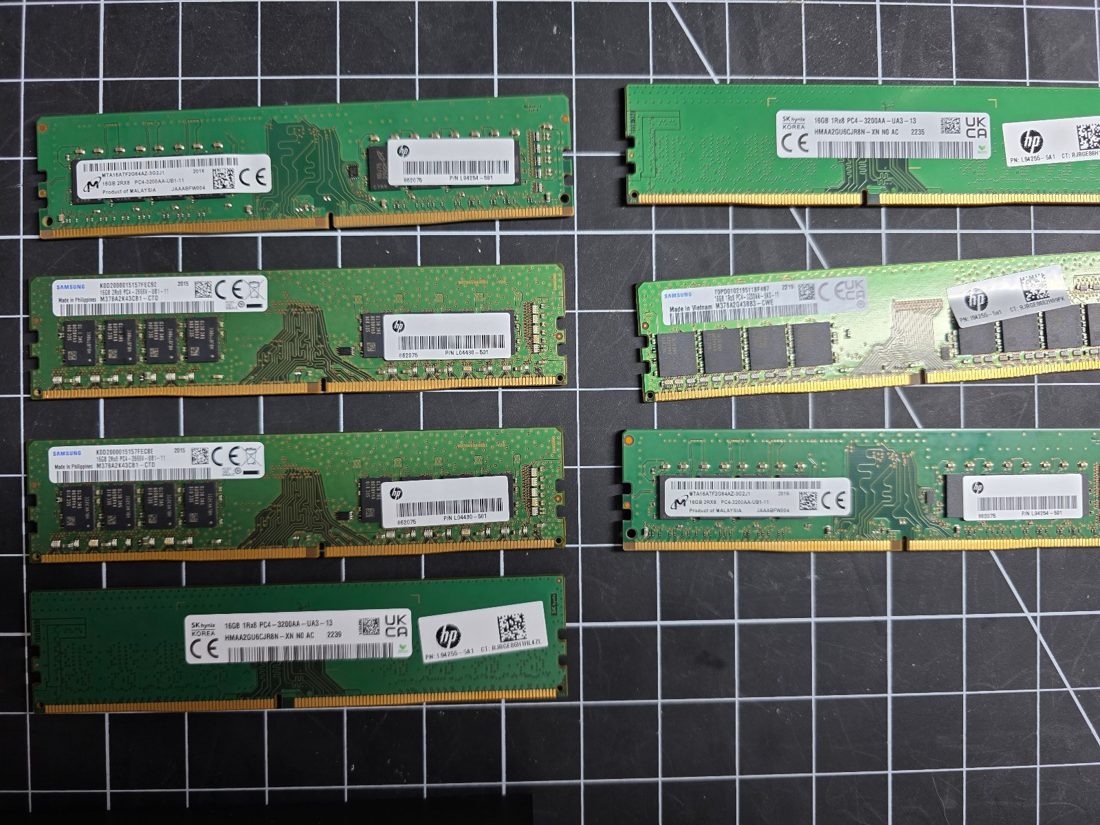 Lot of 7 - DDR4 16gb Desktop RAM
