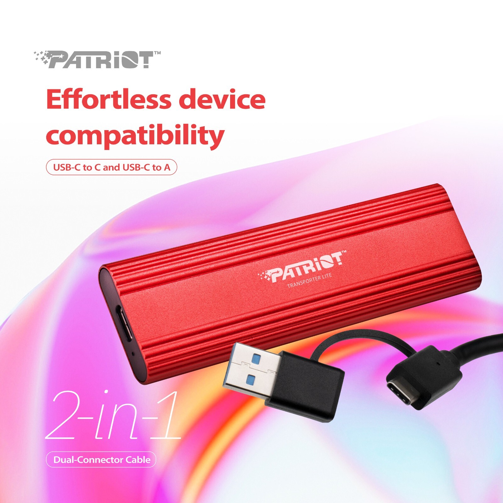 Patriot TLite 512GB External Portable SSD USB3.2 Type-C OTG Mobile/PC/Laptop/MAC