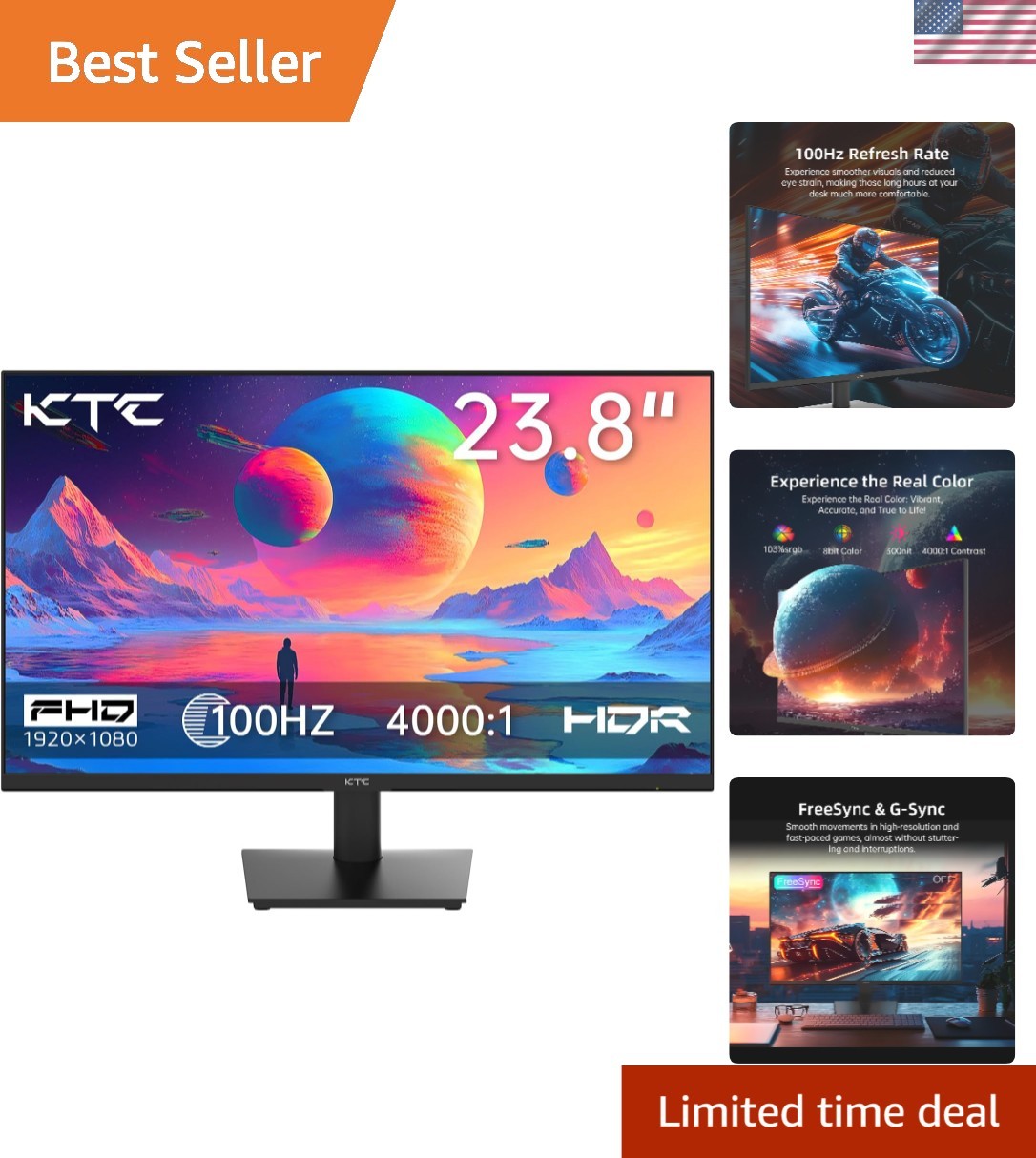 Multifunctional 24 Inch Monitor with 100Hz Refresh Rate & Eye Comfort Technology