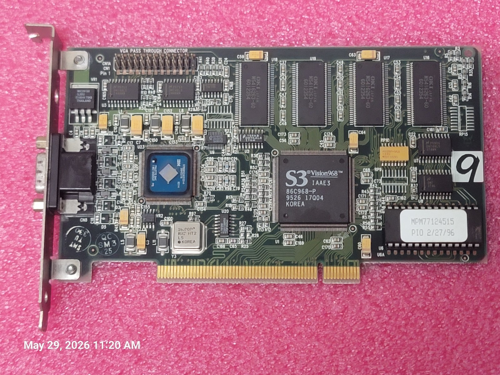 Number Nine S3 Vision 968 86C968 PCI Rare VGA Video Card DOS retro Gaming #D98