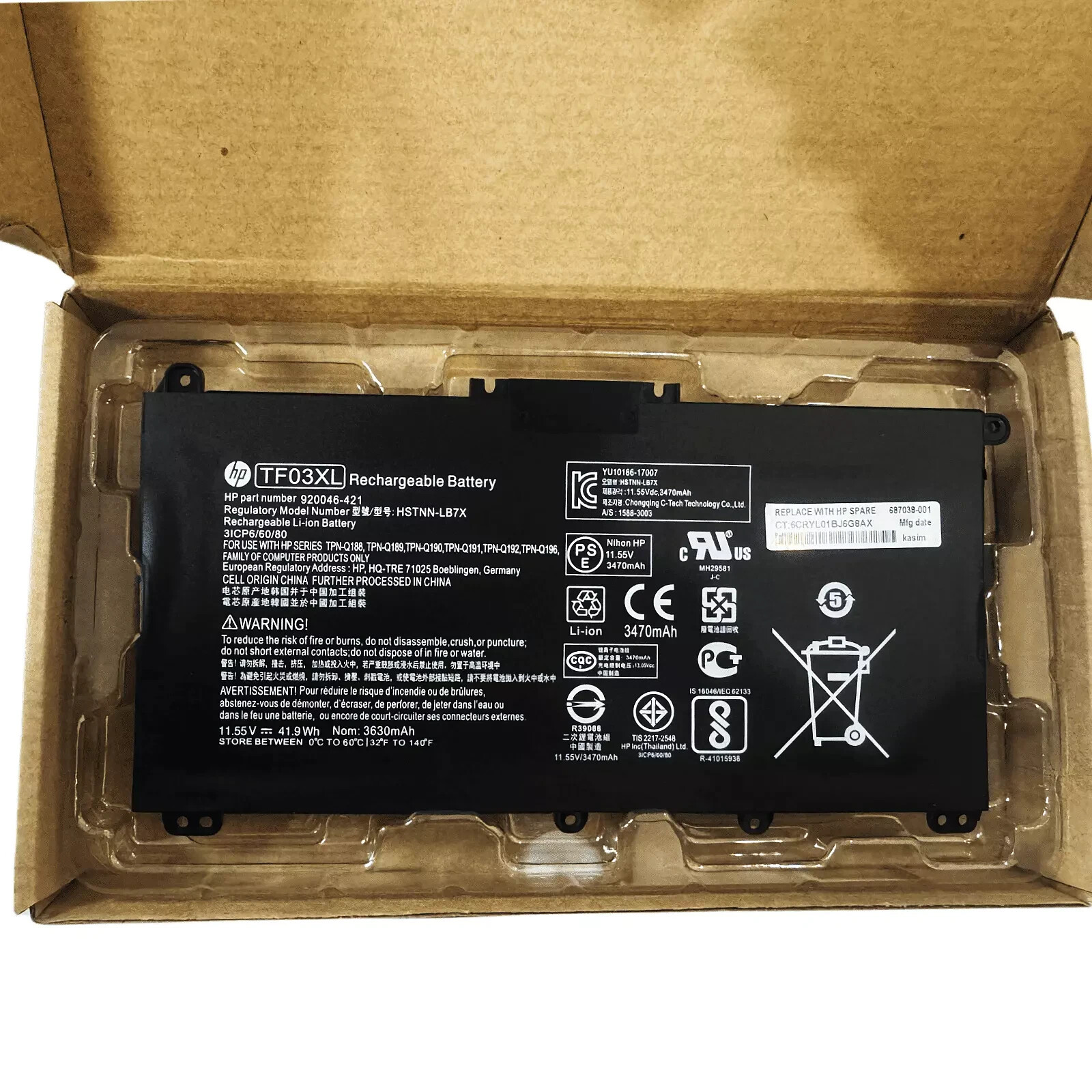 NEW Genuine TF03XL Battery For HP Pavilion 15-CC 15-CD TPN-Q189 Q188 17-AR050WM