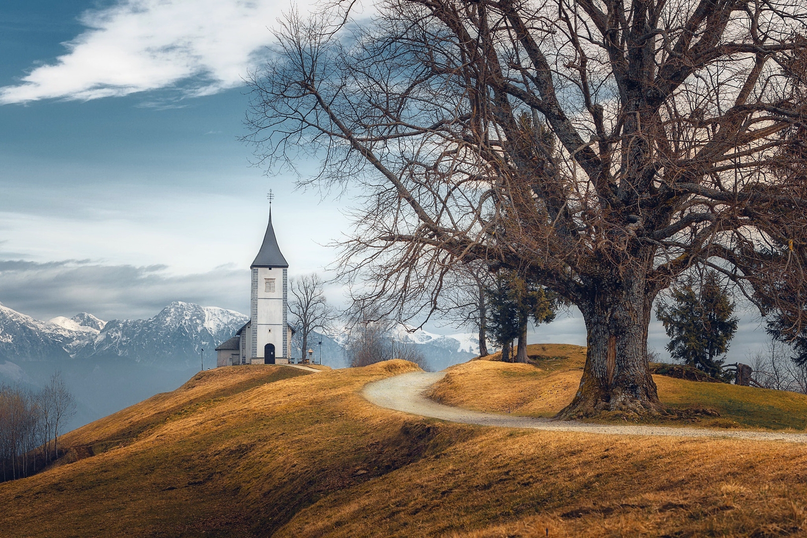 Landscape trees fall outdoors building church slovenia Custom Gaming Mat Desk