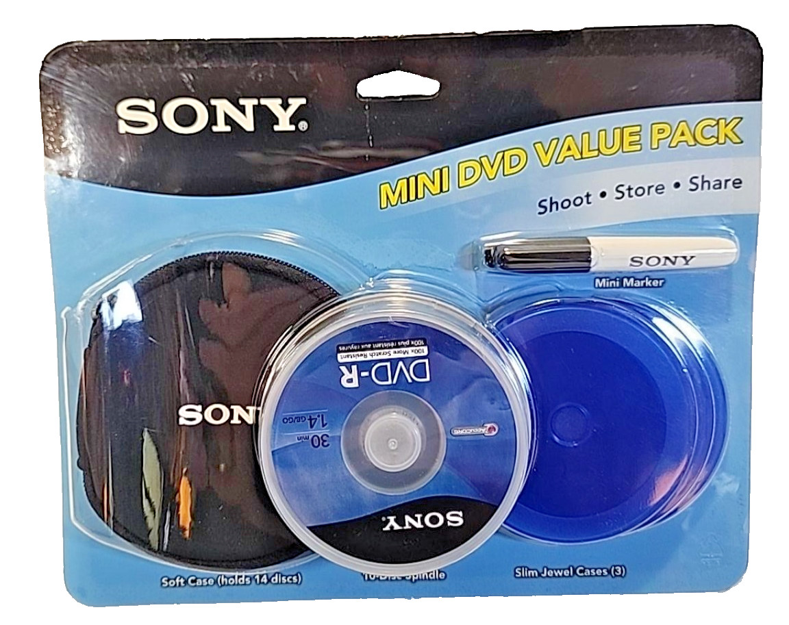 Sony Mini DVD-R 10 Pack 1.4GB 30 Min Handycam Value Pack 10DMR30R1H/VP NEW