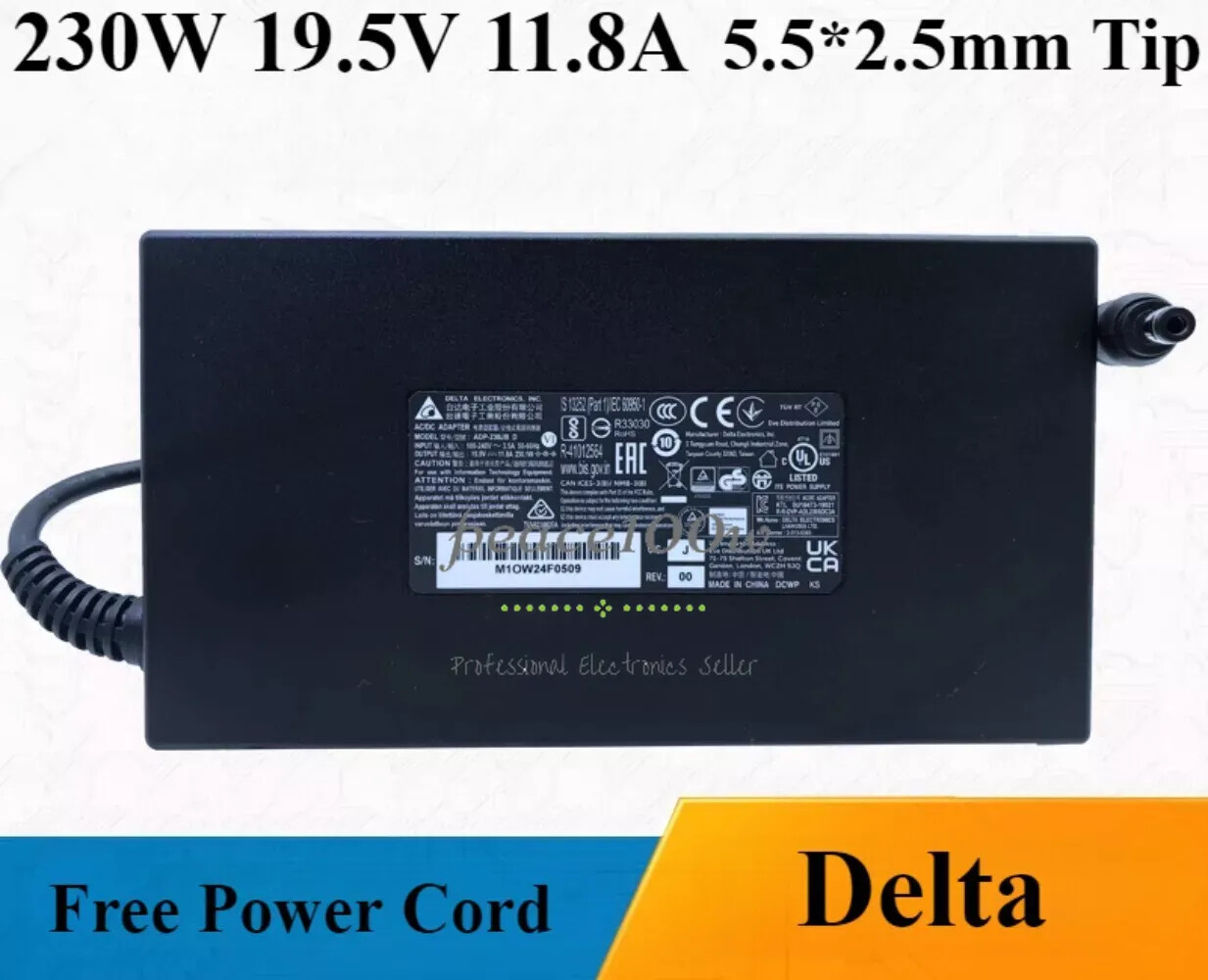 Genuine Delta 230W 19.5V 11.8A AC Adapter ADP-230JB D 5.5*2.5mm Laptop Charger