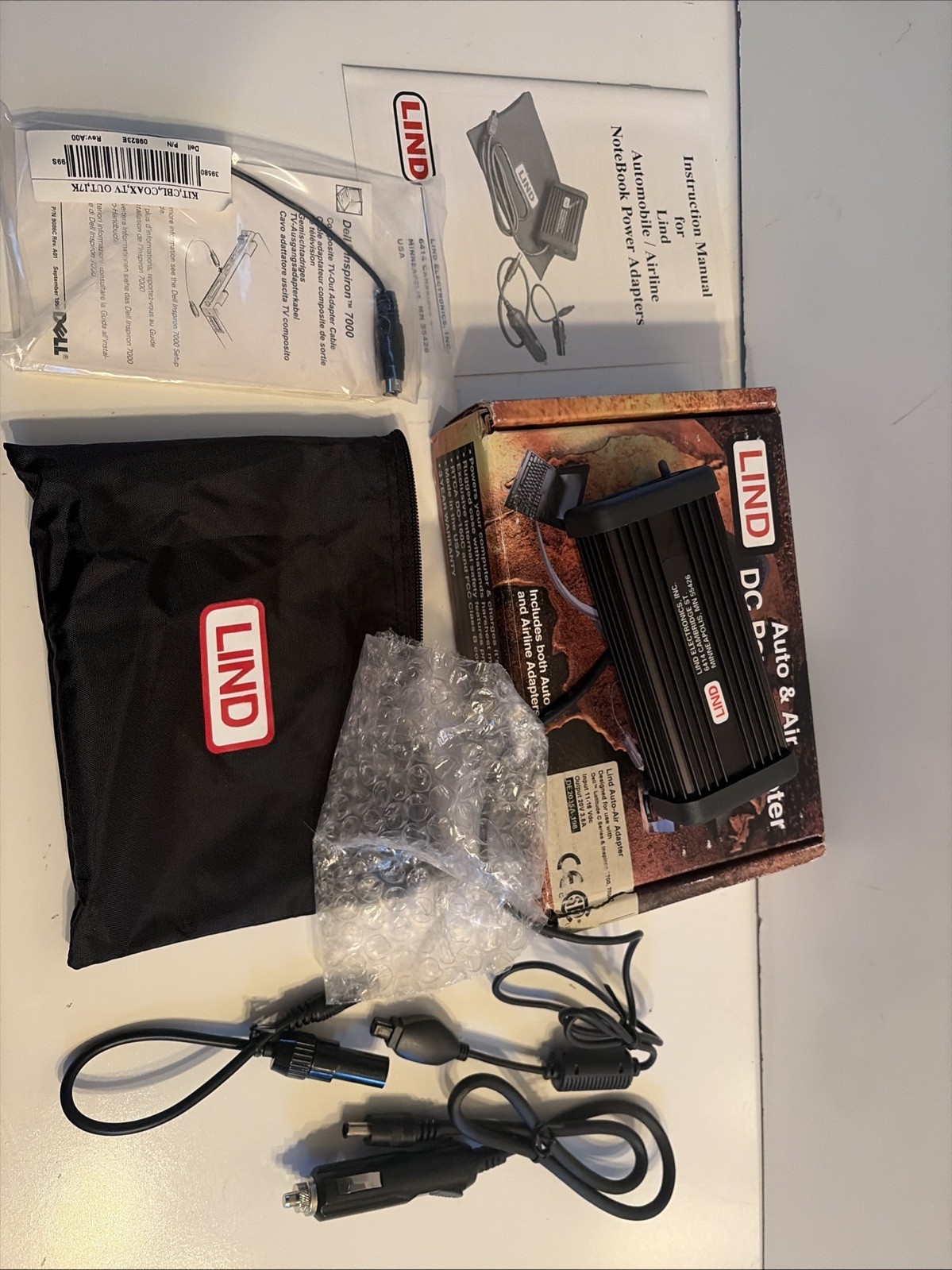 LIND AUTO & AIR DC POWER ADAPTER, w/Auto & Air Cables. MODEL DE2035A-198