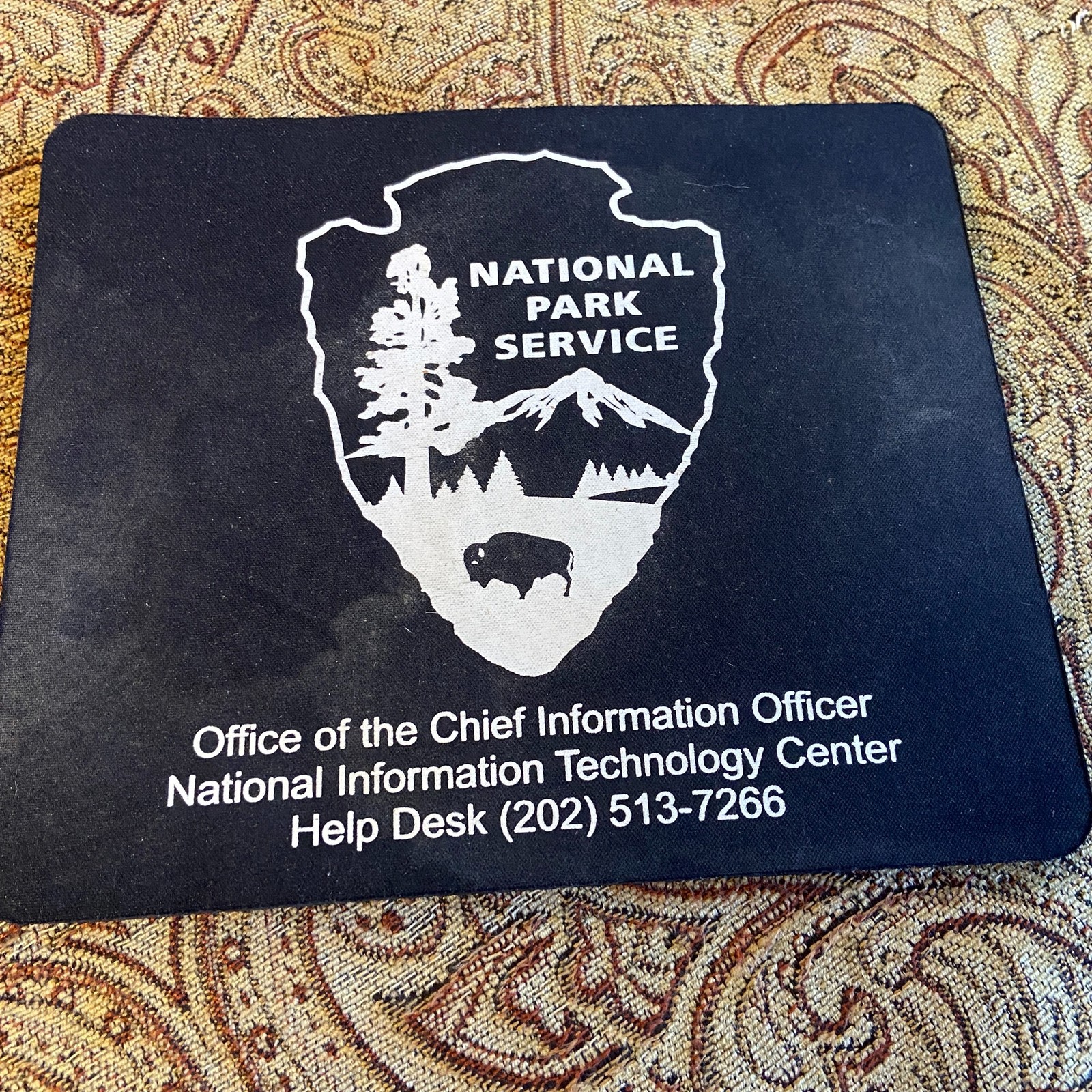 Vintage National Park Service NPS Help Desk Heavy Duty Mouse Pad Black
