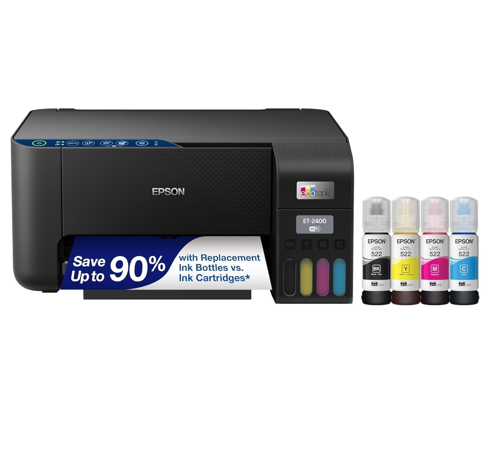 EcoTank C11CJ67201 ET-2400 Wireless Color All-in-One Cartridge-Free Supertank