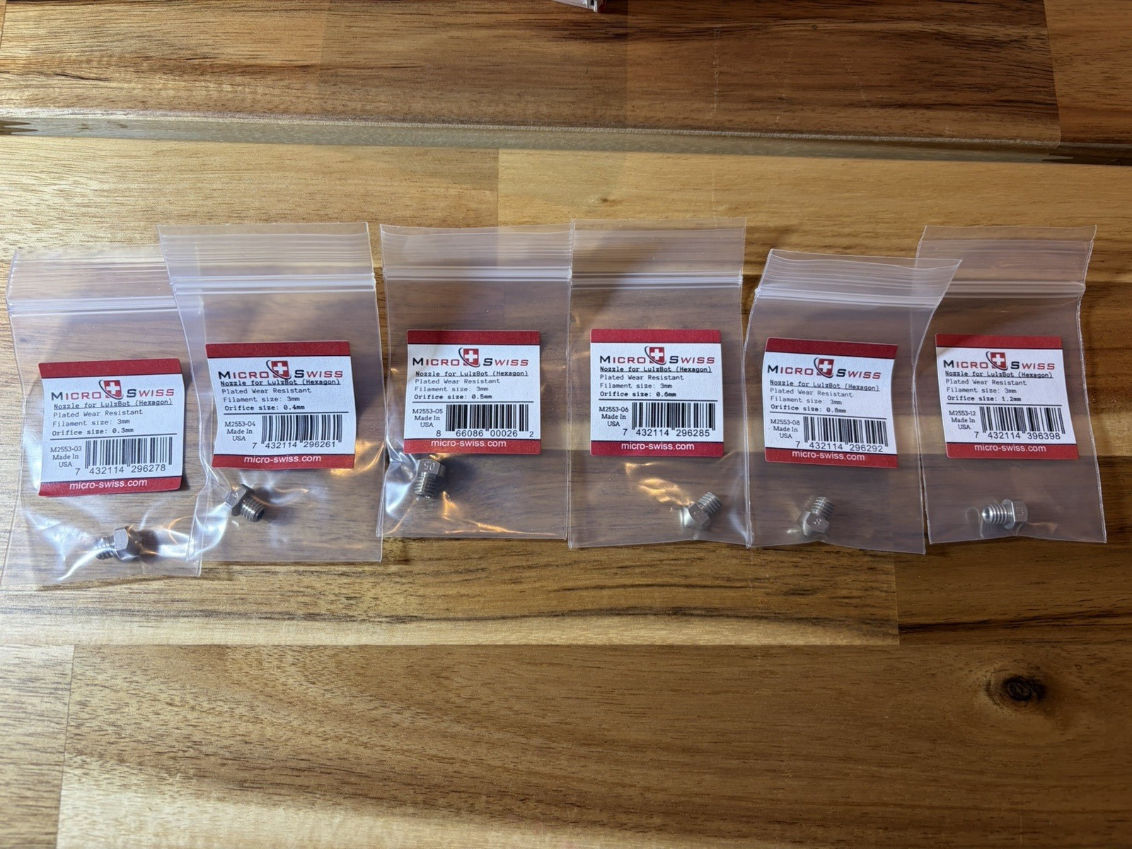 Micro Swiss M2553-55 3D Printer Nozzle Set Brass Nozzles High Quality (Boxed)