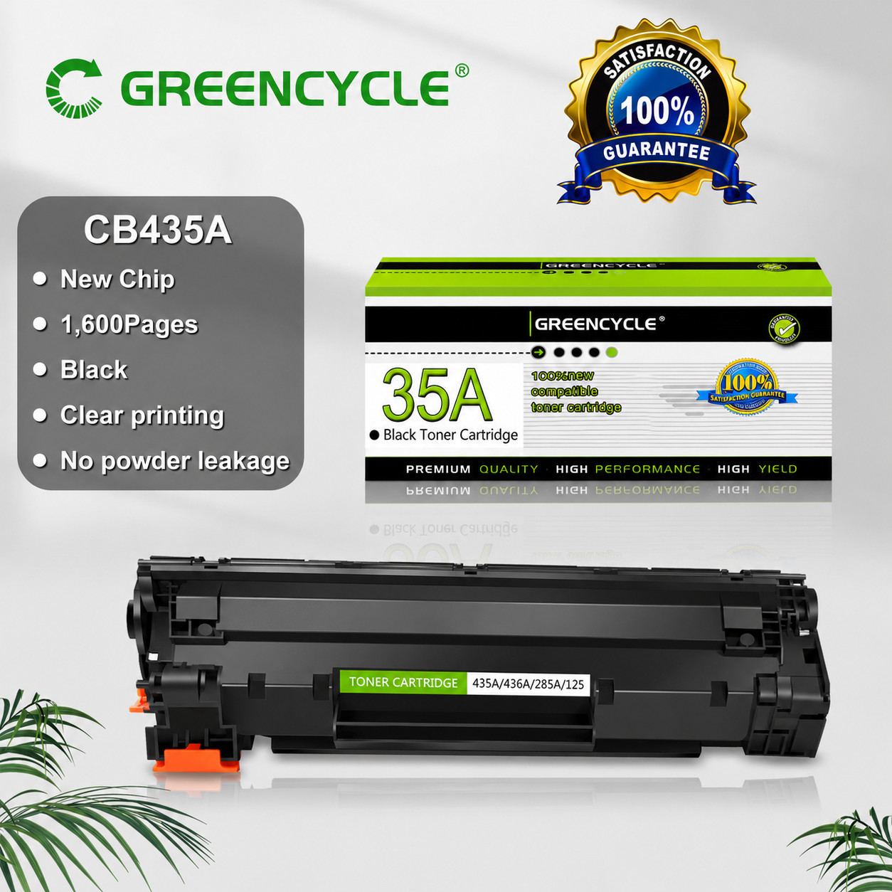 1PK CB435A 35A Toner Cartridge Fit for HP LaserJet Pro P1005 P1006 P1008 P1009