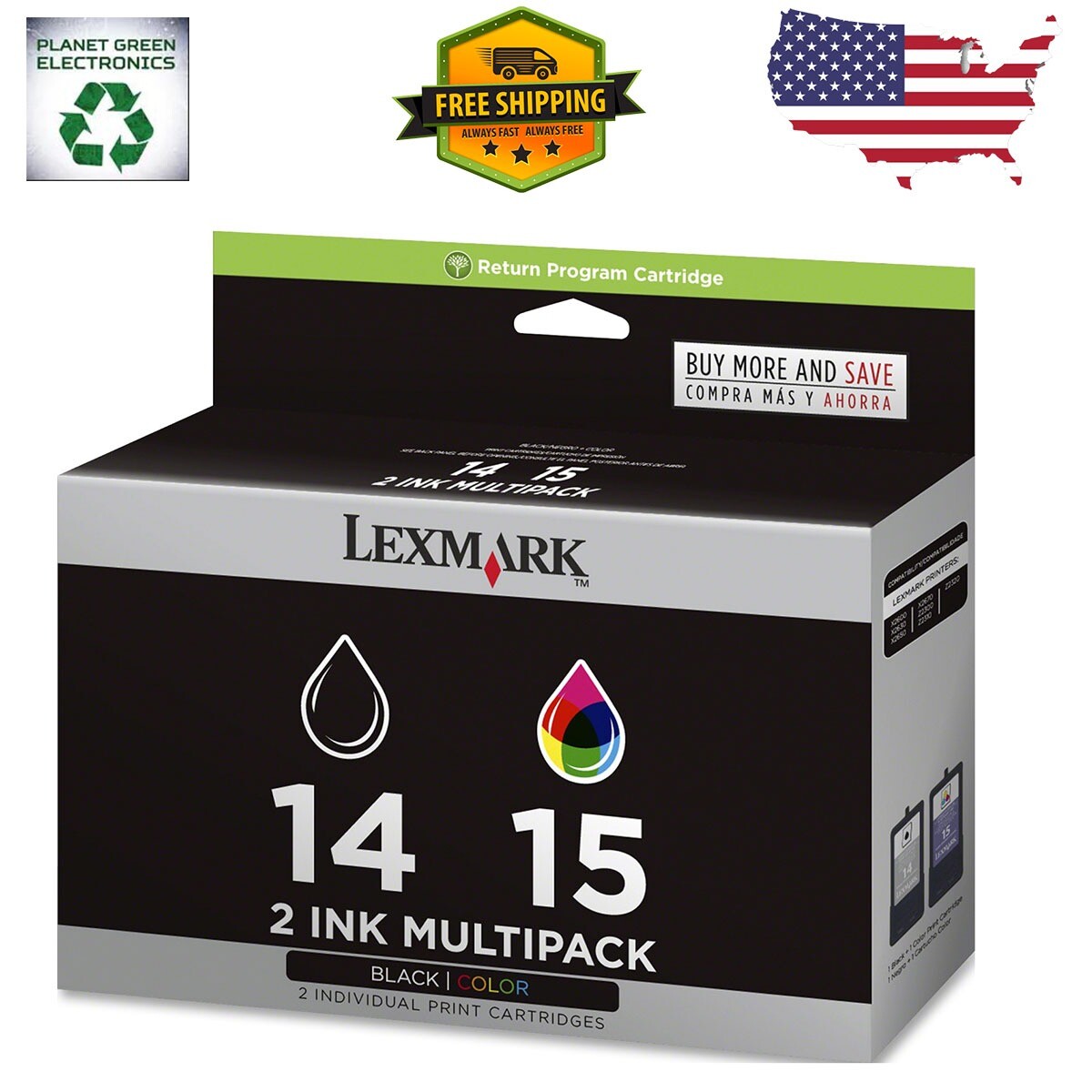 New Genuine Lexmark 14 15 2PK Ink Cartridges X Series X2630 X2650 Z Series Z2320