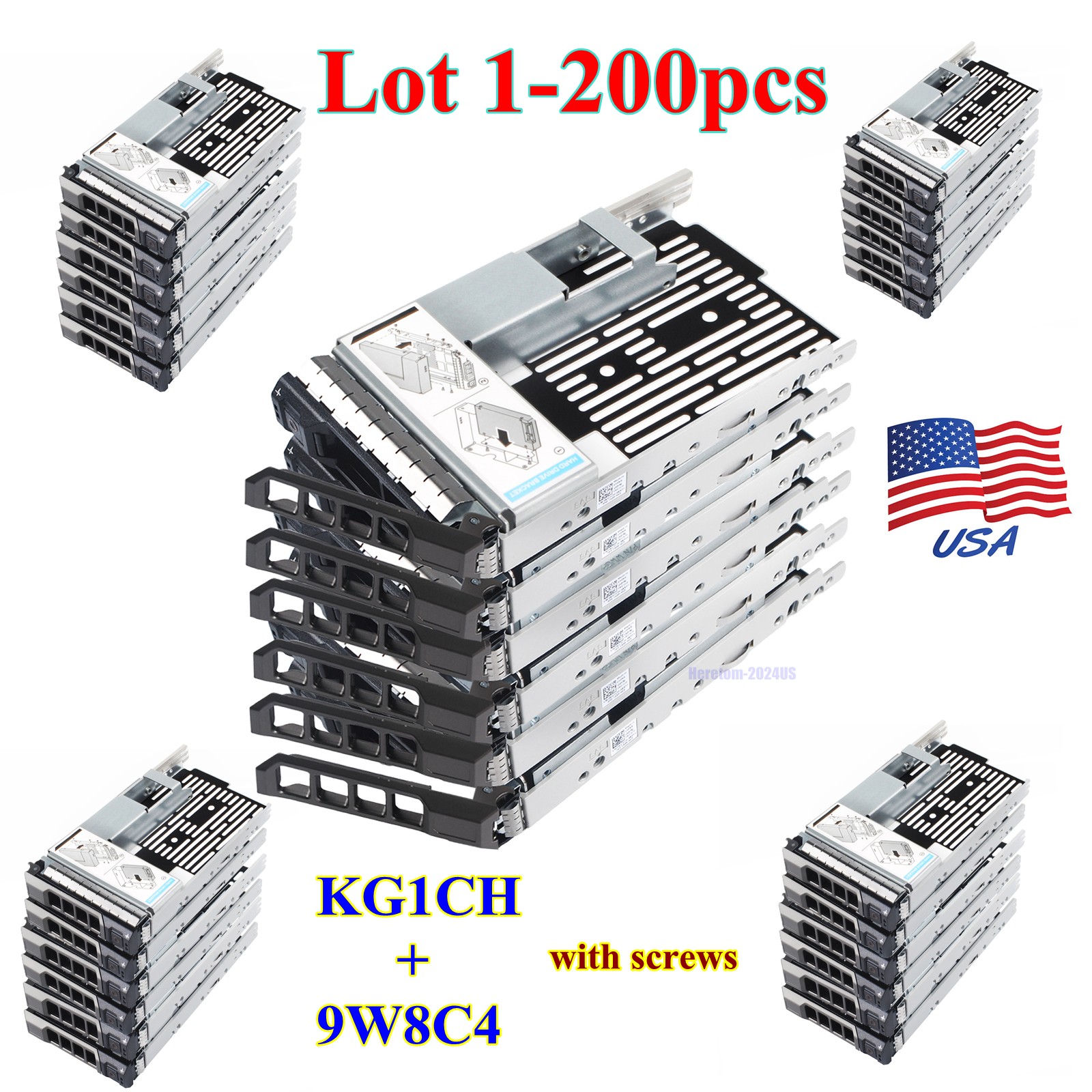 Lot 3.5" HDD Tray Caddy w/2.5" Adapter Dell 9W8C4 KG1CH R710 R720 R730 R630 T330