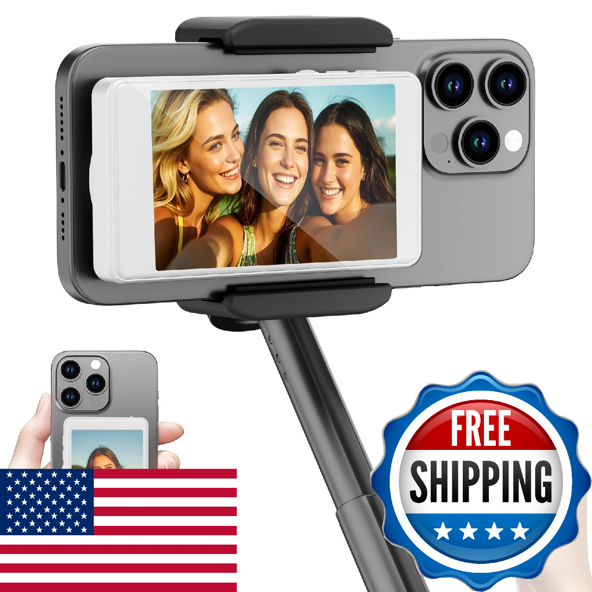 Wireless Selfie Monitor Screen for iPhone & Android，1800mAh with Bluetooth Remot