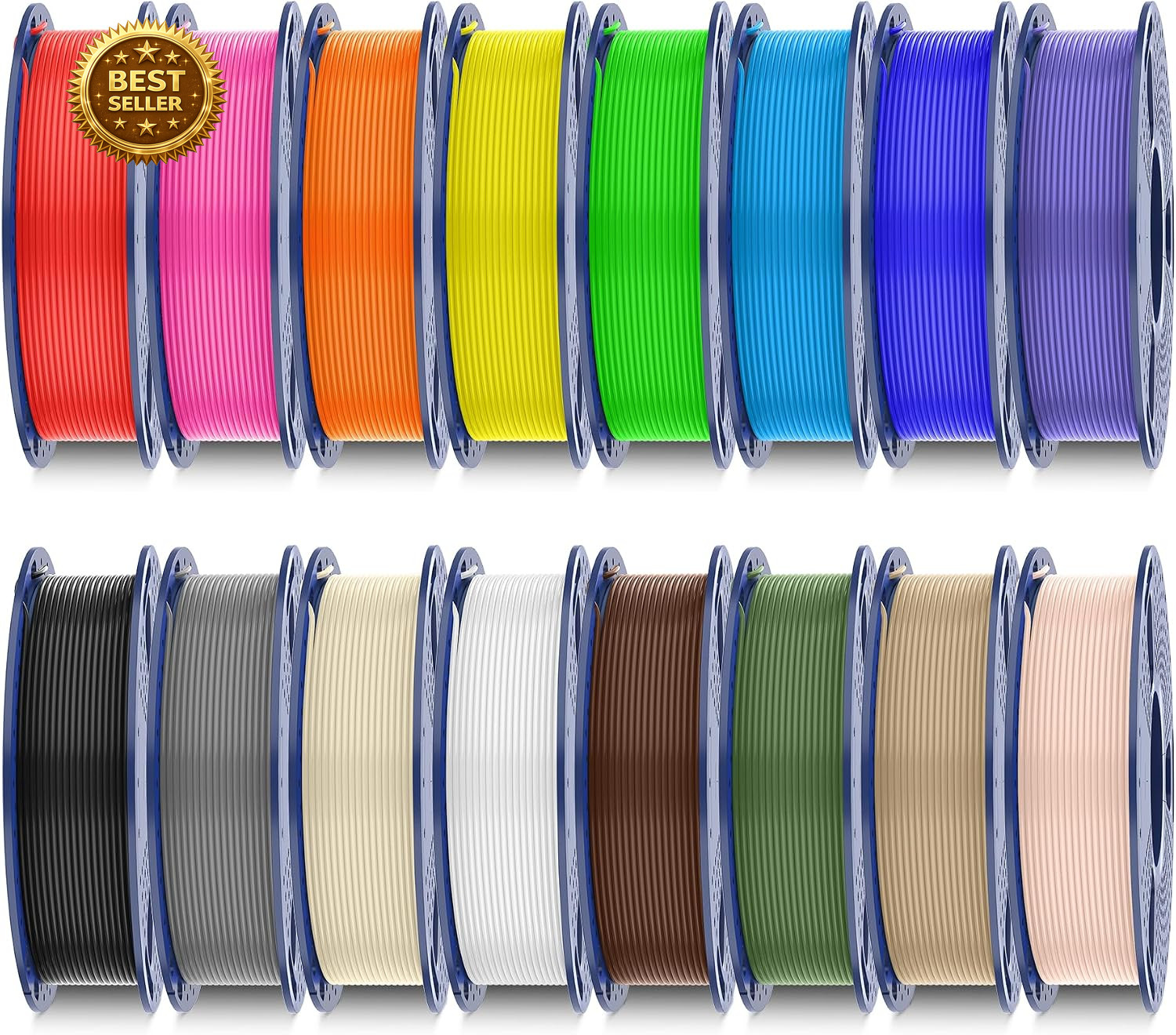 PLA+2.0 3D Printer Filament, Multicolor Bundle, 16 Colors