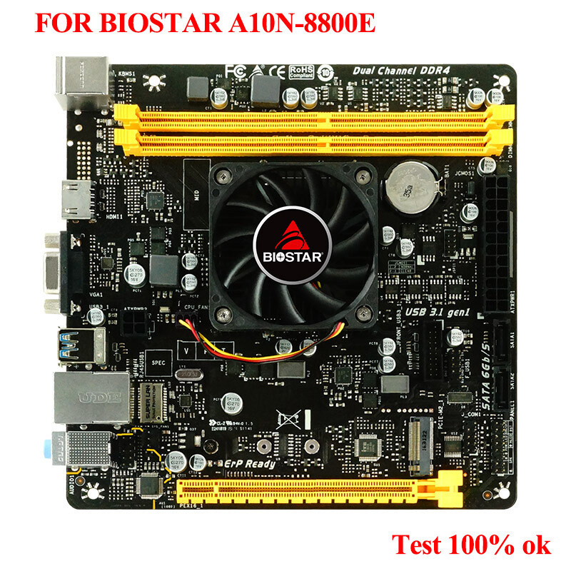 For BIOSTAR A10N-8800E Mini ITX Motherboard Integrated AMD 8800P Quad-Core DDR4